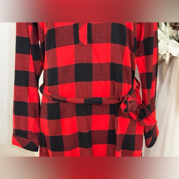 NEW Eddie Bauer Holiday Plaid Shirt Dress 100% Cotton Size L - Picture 3 of 9